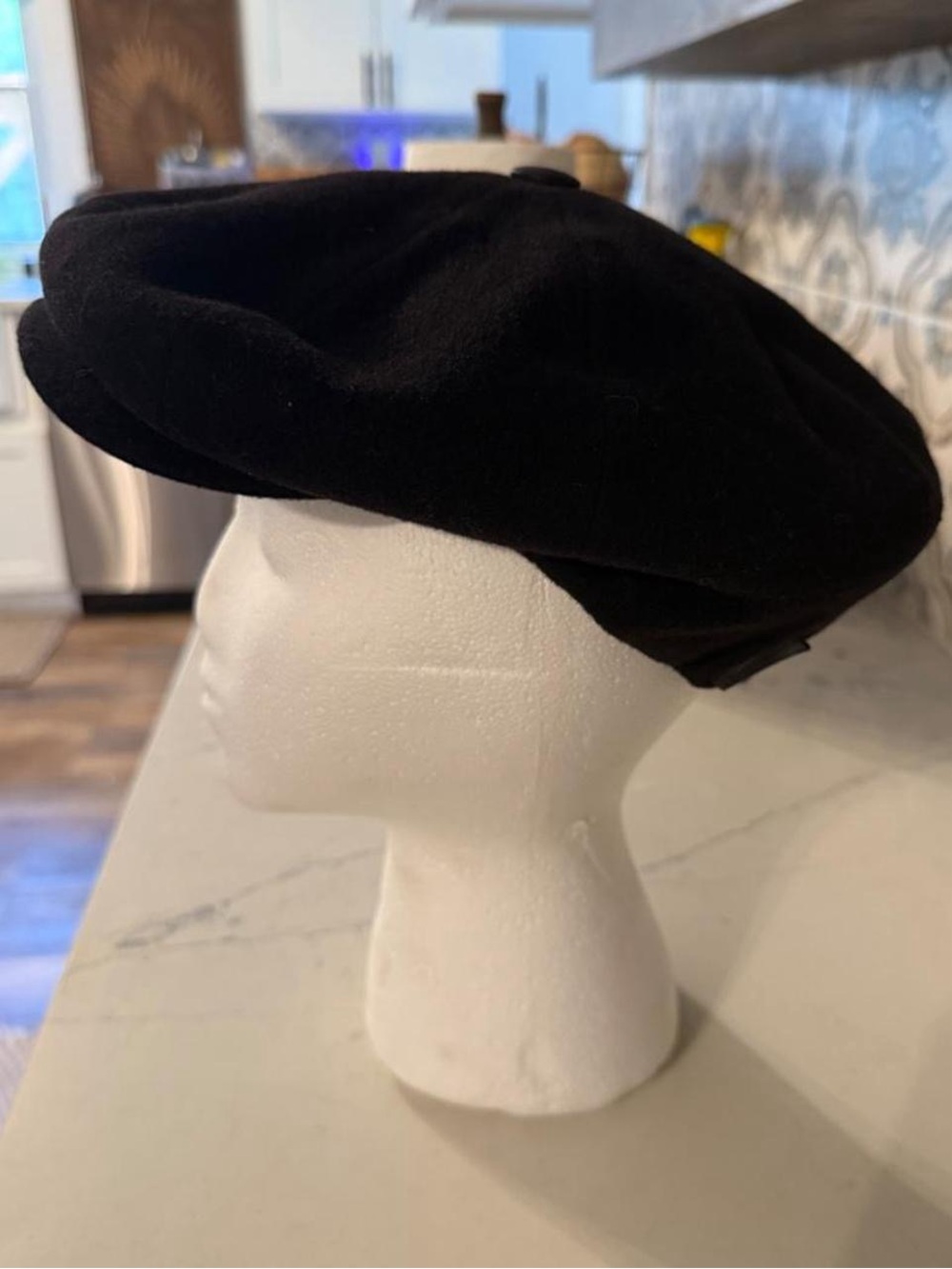 Borsalino Wool Cashmere Newsboy Cap Black Size 59 Made in Italy